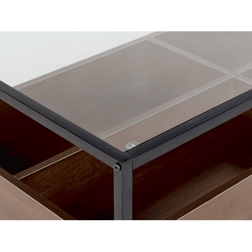 Mesa de centro WACO Vidro de segurança (temperado) Preto com arrumação