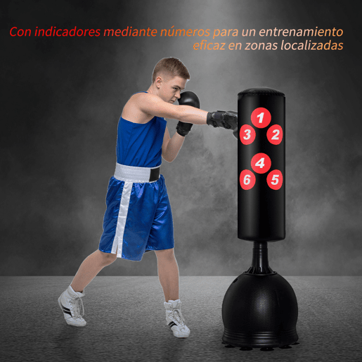 HOMCOM Saco de Boxe de Pé 165cm Sacos de Chão com Suporte para Preencher de Água ou Areia para Adultos e Crianças Preto