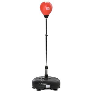 HOMCOM Saco de Boxe de Pé com Altura Ajustável de 4 Níveis Punching Ball com Base Preenchida Luvas e Inflador para Adultos e Adolescentes Ø45x132-158cm Preto e Vermelho