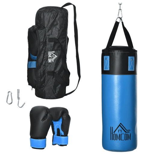 HOMCOM Saco de Boxe Profissional Puching Bag com Luvas de 8 oz Gancho e Bolsa de Armazenamento Saco de Areia de Treinamento para Adultos e Adolescentes Ø25x102 cm Azul HOMCOM Saco de Boxe Profissional Puching Bag com Luvas de 8 oz Gancho e Bolsa de Armazenamento Saco de Areia de Treinamento para Adultos e Adolescentes Ø25x102 cm Azul