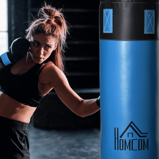 HOMCOM Saco de Boxe Profissional Puching Bag com Luvas de 8 oz Gancho e Bolsa de Armazenamento Saco de Areia de Treinamento para Adultos e Adolescentes Ø25x102 cm Azul HOMCOM Saco de Boxe Profissional Puching Bag com Luvas de 8 oz Gancho e Bolsa de Armazenamento Saco de Areia de Treinamento para Adultos e Adolescentes Ø25x102 cm Azul