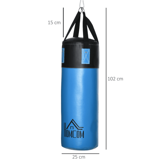 HOMCOM Saco de Boxe Profissional Puching Bag com Luvas de 8 oz Gancho e Bolsa de Armazenamento Saco de Areia de Treinamento para Adultos e Adolescentes Ø25x102 cm Azul HOMCOM Saco de Boxe Profissional Puching Bag com Luvas de 8 oz Gancho e Bolsa de Armazenamento Saco de Areia de Treinamento para Adultos e Adolescentes Ø25x102 cm Azul
