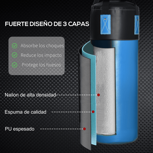 HOMCOM Saco de Boxe Profissional Puching Bag com Luvas de 8 oz Gancho e Bolsa de Armazenamento Saco de Areia de Treinamento para Adultos e Adolescentes Ø25x102 cm Azul HOMCOM Saco de Boxe Profissional Puching Bag com Luvas de 8 oz Gancho e Bolsa de Armazenamento Saco de Areia de Treinamento para Adultos e Adolescentes Ø25x102 cm Azul