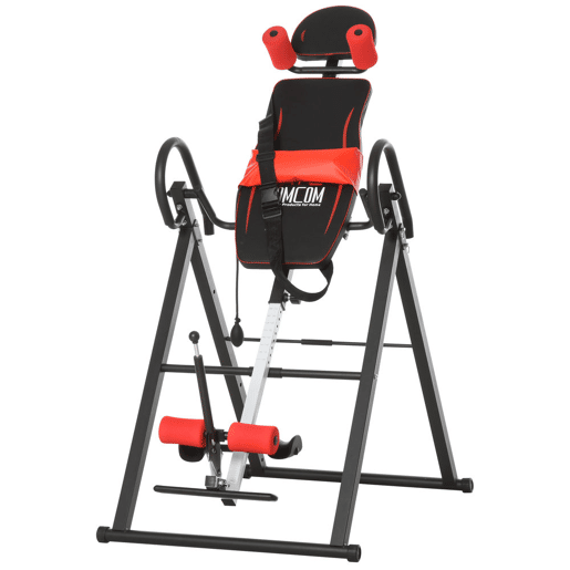 HOMCOM Mesa de Inversão Gravitacional Dobrável Acolchoada com Cinto de Segurança Ajustável em Altura para Usuários de 130-190 cm Exercício e Alívio da Dor nas Costas Carga Máxima 150 kg