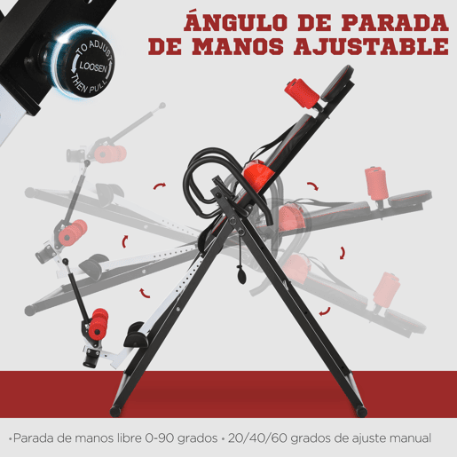 HOMCOM Mesa de Inversão Gravitacional Dobrável Acolchoada com Cinto de Segurança Ajustável em Altura para Usuários de 130-190 cm Exercício e Alívio da Dor nas Costas Carga Máxima 150 kg