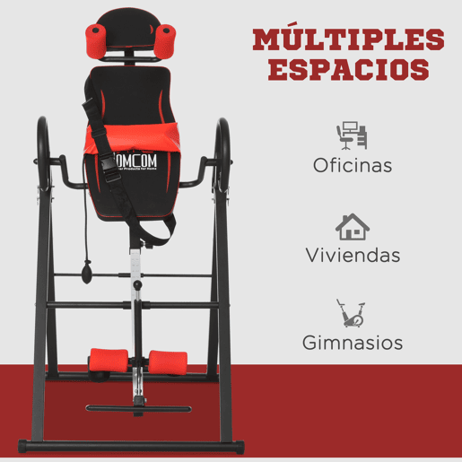HOMCOM Mesa de Inversão Gravitacional Dobrável Acolchoada com Cinto de Segurança Ajustável em Altura para Usuários de 130-190 cm Exercício e Alívio da Dor nas Costas Carga Máxima 150 kg