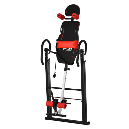 HOMCOM Mesa de Inversão Gravitacional Dobrável Acolchoada com Cinto de Segurança Ajustável em Altura para Usuários de 130-190 cm Exercício e Alívio da Dor nas Costas Carga Máxima 150 kg