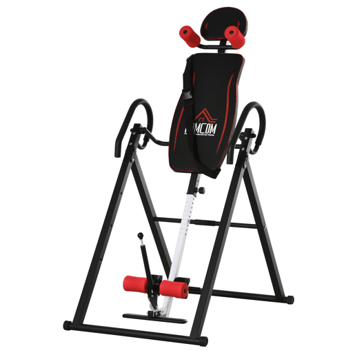 HOMCOM Mesa de Inversão Gravitacional Dobrável Acolchoada com Cinto de Segurança Ajustável em Altura para Usuários de 130-190 cm Exercício e Alívio da Dor nas Costas Carga Máxima 150 kg