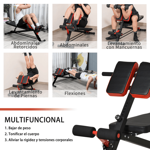 HOMCOM Banco de haltere Inclinação com 4 níveis de altura ajustável 64x146x73.5-85cm