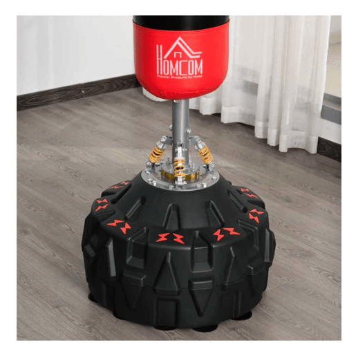 HOMCOM Saco de Boxe em Pé Saco de Boxe para Adultos com Grande Base Preenchível de Areia e Água e Molas Amortecedoras Ø60x180 cm Preto e Vermelho
