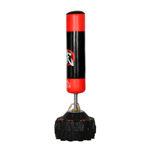 HOMCOM Saco de Boxe em Pé Saco de Boxe para Adultos com Grande Base Preenchível de Areia e Água e Molas Amortecedoras Ø60x180 cm Preto e Vermelho