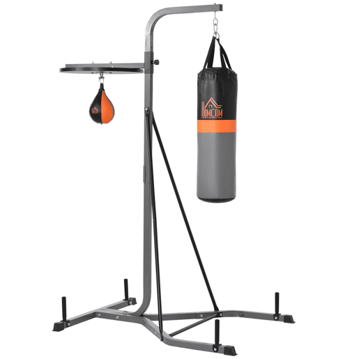 HOMCOM Saco de Boxe Suspenso com Suporte Bola de Velocidade Ajustável em Altura de 167-187cm e Inflador para Treinamento Fitness em Casa Ginásio 115x157x221 cm Preto e Cinza HOMCOM Saco de Boxe Suspenso com Suporte Bola de Velocidade Ajustável em Altura de 167-187cm e Inflador para Treinamento Fitness em Casa Ginásio 115x157x221 cm Preto e Cinza