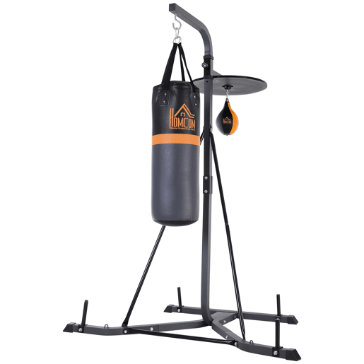 HOMCOM Saco de Boxe Suspenso com Suporte Bola de Velocidade Ajustável em Altura de 167-187cm e Inflador para Treinamento Fitness em Casa Ginásio 115x157x221 cm Preto e Cinza HOMCOM Saco de Boxe Suspenso com Suporte Bola de Velocidade Ajustável em Altura de 167-187cm e Inflador para Treinamento Fitness em Casa Ginásio 115x157x221 cm Preto e Cinza