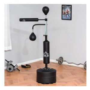 HOMCOM Punching Ball de Boxe com Altura Ajustável com 2 Bolas de Velocidade Barra Giratória 360° e Base Preenchida com Água ou Areia Punching Ball para Adultos 88x50x160-230cm Preto