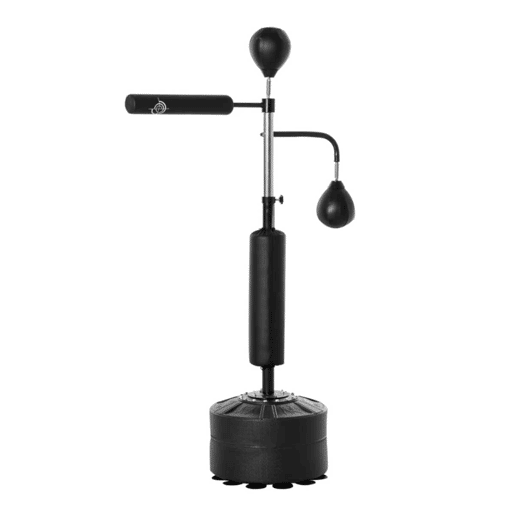 HOMCOM Punching Ball de Boxe com Altura Ajustável com 2 Bolas de Velocidade Barra Giratória 360° e Base Preenchida com Água ou Areia Punching Ball para Adultos 88x50x160-230cm Preto