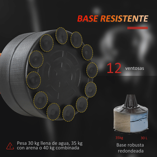 HOMCOM Punching Ball de Boxe com Altura Ajustável com Barra Giratória 360° e Base Preenchida Punching Ball para Boxe 88x48x155-205 cm Preto e Vermelho