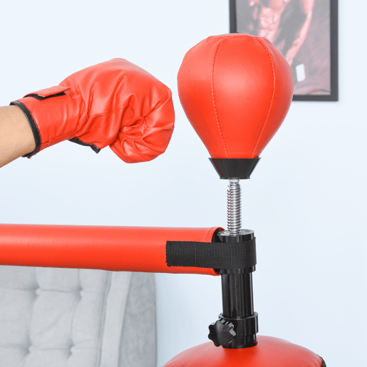HOMCOM Punching Ball de Boxe com Altura Ajustável com Barra Giratória 360° e Base Preenchida Punching Ball para Boxe 88x48x155-205 cm Preto e Vermelho
