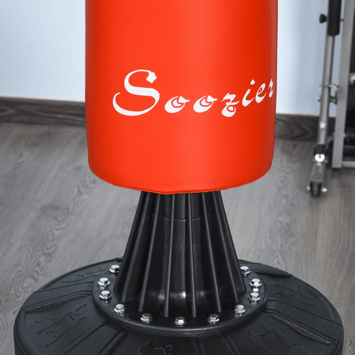 HOMCOM Punching Ball de Boxe com Altura Ajustável com Barra Giratória 360° e Base Preenchida Punching Ball para Boxe 88x48x155-205 cm Preto e Vermelho