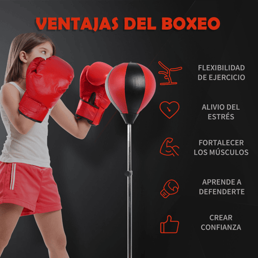 HOMCOM Punching Ball de Boxe com Altura Ajustável de 4 Níveis Base Recarregável com Água ou Areia e Luvas para Adolescentes Ø43x125-145 cm Vermelho e Preto