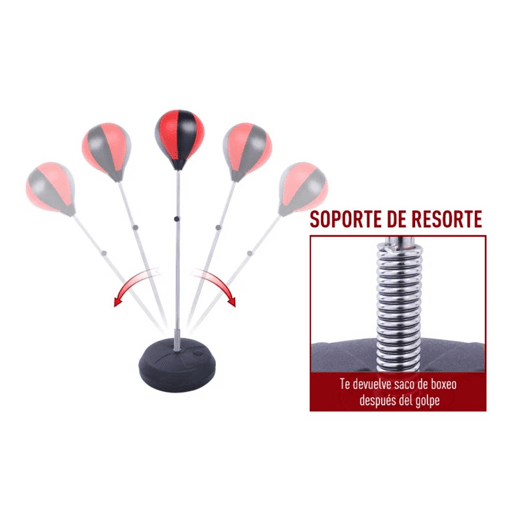 HOMCOM Punching Ball de Boxe com Altura Ajustável de 4 Níveis Base Recarregável com Água ou Areia e Luvas para Adolescentes Ø43x125-145 cm Vermelho e Preto