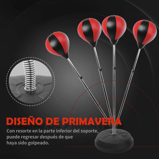 HOMCOM Punching Ball de Boxe com Altura Ajustável de 4 Níveis Base Recarregável com Água ou Areia e Luvas para Adolescentes Ø43x125-145 cm Vermelho e Preto