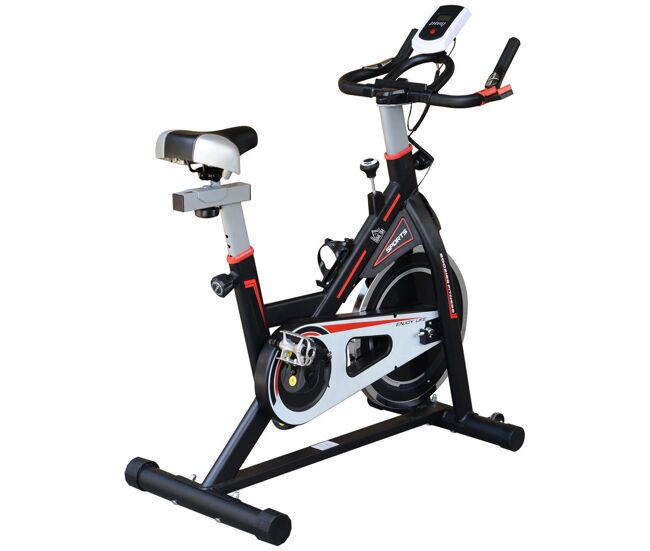 Homcom bicicleta estática bici estática silencioso con volante 8 kg resistencia ajustable pantalla lcd pulsómetro asiento ajustable soporte para tableta carga 120 kg para casa gimnasio negro