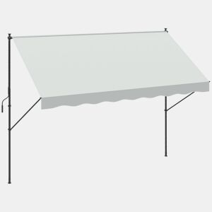 Outsunny Toldo Manual Retrátil 3x1,75 m, Toldo Exterior de Terraço Enrolável, Altura Ajustável 210-310 cm, com Manivela, Anti-UV e Impermeável, Sem Perfuração, para Varanda, Jardim, Creme