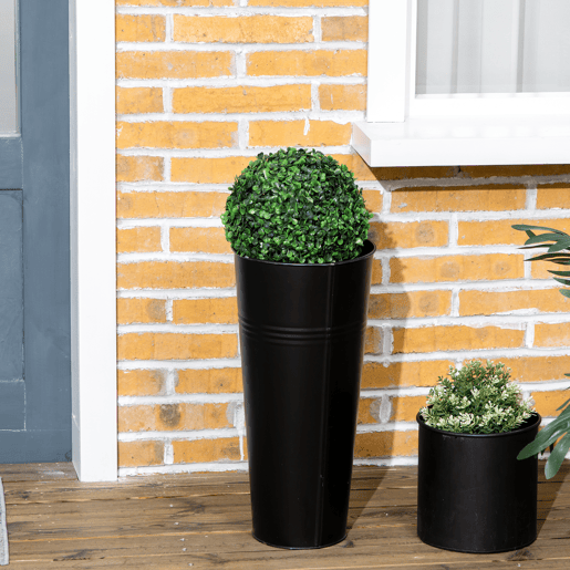 HOMCOM Conjunto de 2 Plantas Artificiais Decorativas 60cm Buxos Artificiais em Vaso para Decoração de Interior e Exterior Ø20x60 cm Verde
