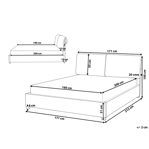 Cama Tecido BELFORT 160 x 200 cm Creme claro