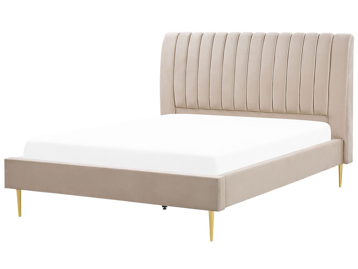 Beliani Cama Terciopelo MARVILLE 202x225 Arena