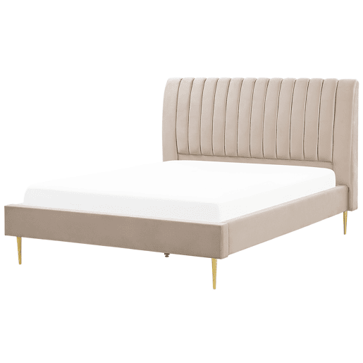 Cama Veludo MARVILLE 180 x 200 cm Cor de areia
