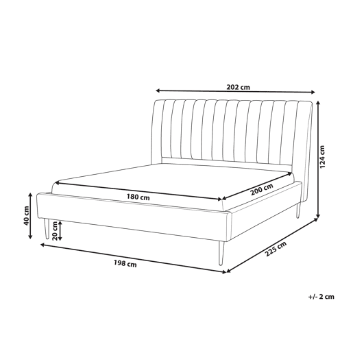 Cama Veludo MARVILLE 180 x 200 cm Cor de areia