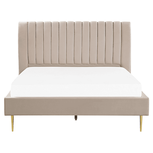 Cama Veludo MARVILLE 180 x 200 cm Cor de areia