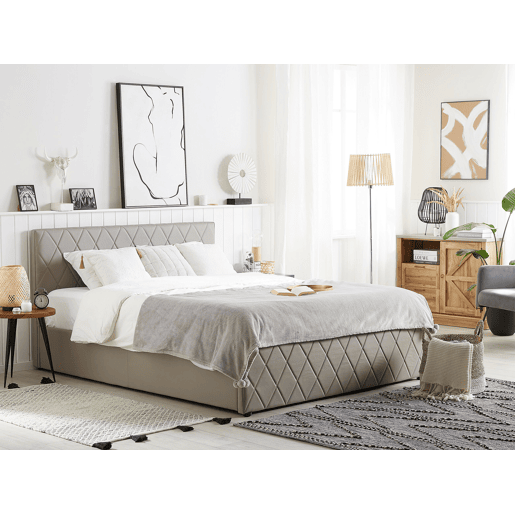 Cama baú Pele sintética ROCHEFORT 160 x 200 cm Taupe