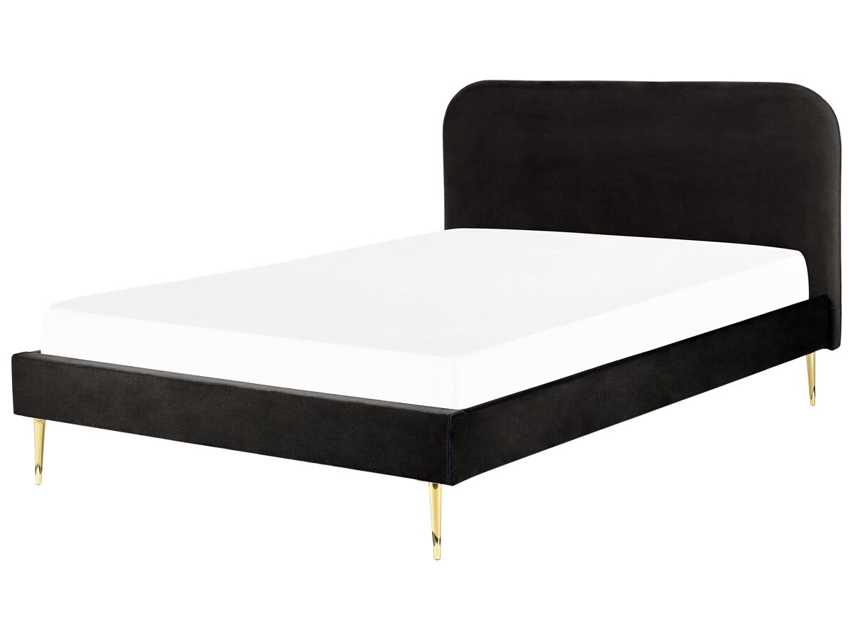 Beliani Cama Terciopelo FLAYAT 193x215 Negro