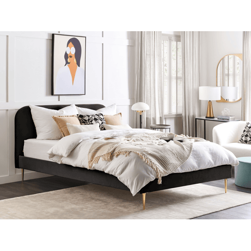 Cama Veludo FLAYAT 180 x 200 cm Preto