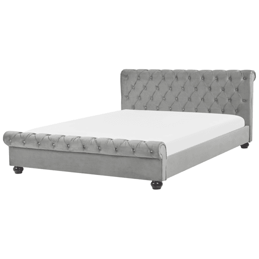 Cama Veludo AVALLON 180 x 200 cm Cinzento