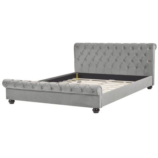 Cama Veludo AVALLON 180 x 200 cm Cinzento