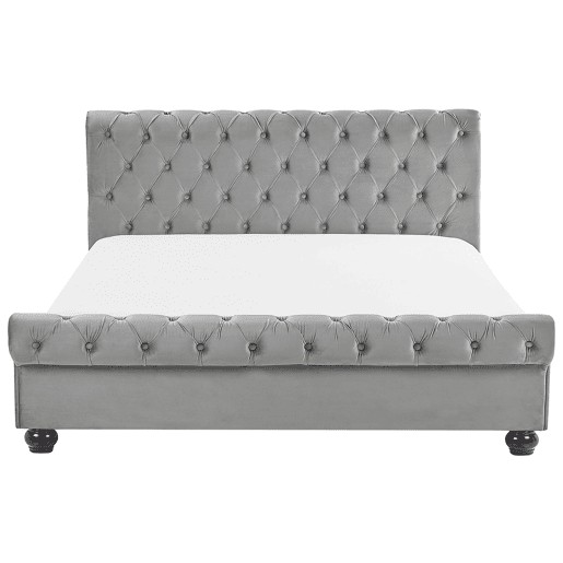 Cama Veludo AVALLON 180 x 200 cm Cinzento