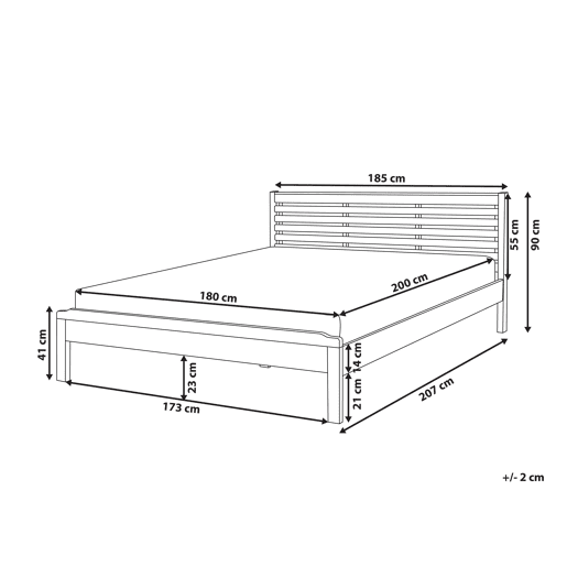 Cama Madeira CARNAC 180 x 200 cm Castanho claro