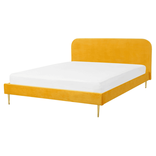 Cama Veludo FLAYAT 160 x 200 cm Amarelo