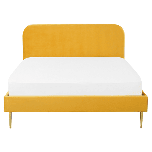 Cama Veludo FLAYAT 160 x 200 cm Amarelo