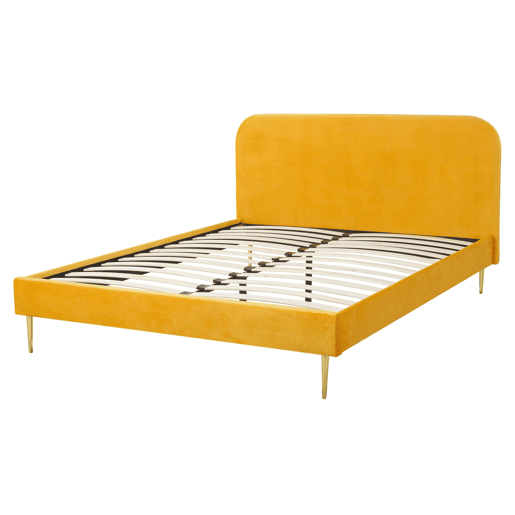 Cama Veludo FLAYAT 160 x 200 cm Amarelo