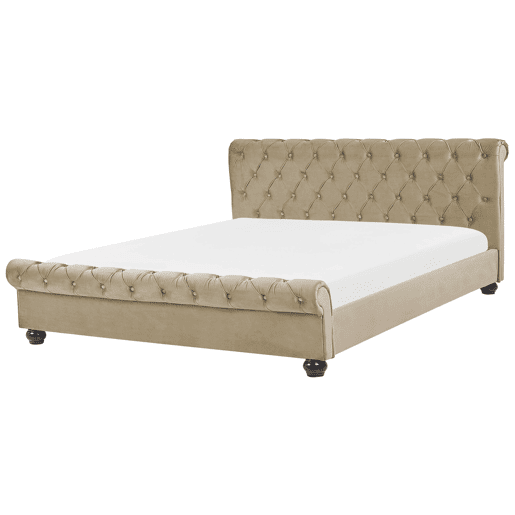 Cama Veludo AVALLON 180 x 200 cm Creme