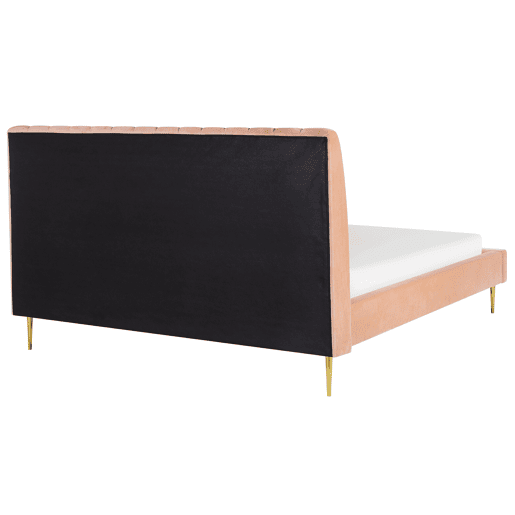 Cama Veludo MARVILLE 180 x 200 cm Rosa pêssego