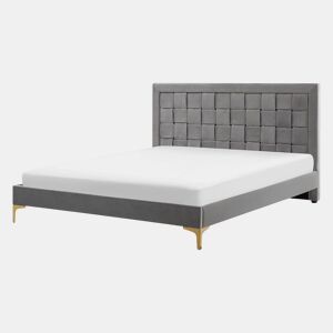 Cama Veludo LIMOUX 140 x 200 cm Cinzento