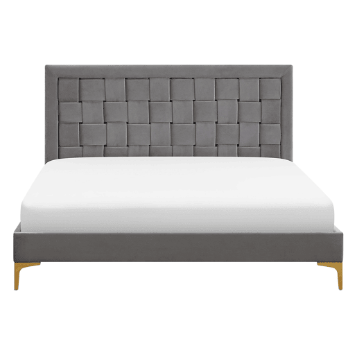 Cama Veludo LIMOUX 140 x 200 cm Cinzento