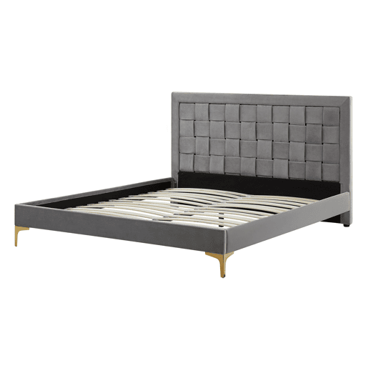 Cama Veludo LIMOUX 140 x 200 cm Cinzento