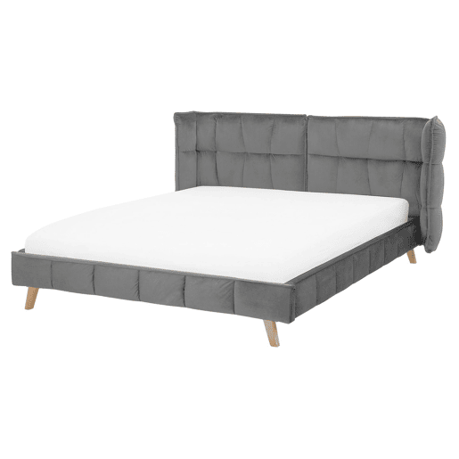 Cama Veludo SENLIS 160 x 200 cm Cinzento