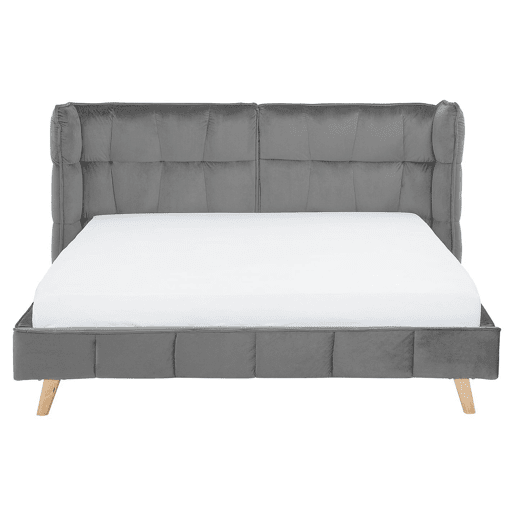 Cama Veludo SENLIS 160 x 200 cm Cinzento